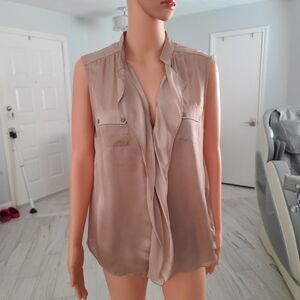Cache sleeveless top beige tan size L